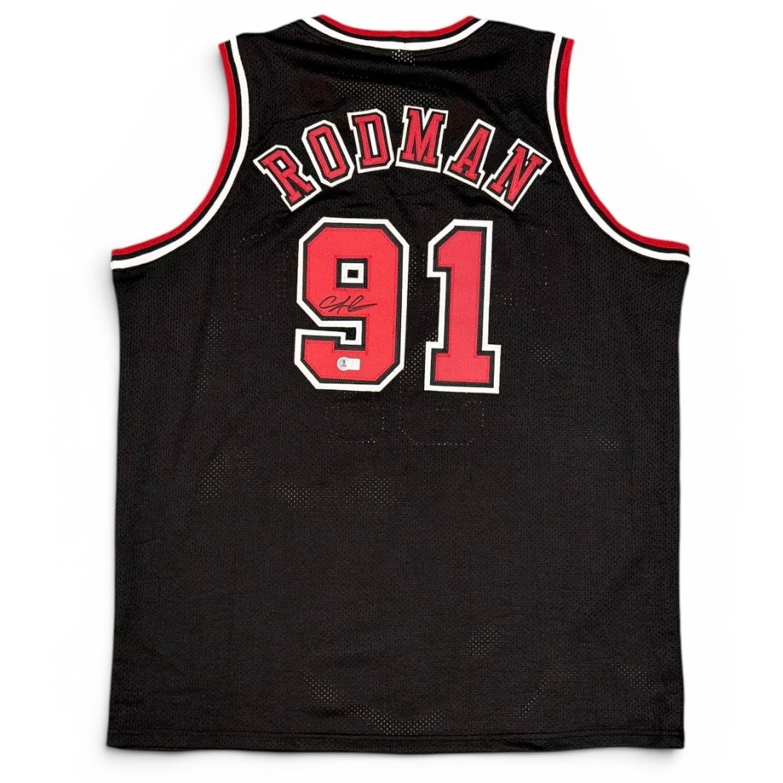 Dennis Rodman Signed Chicago Bulls Custom Jersey Beckett Witness BAS COA
