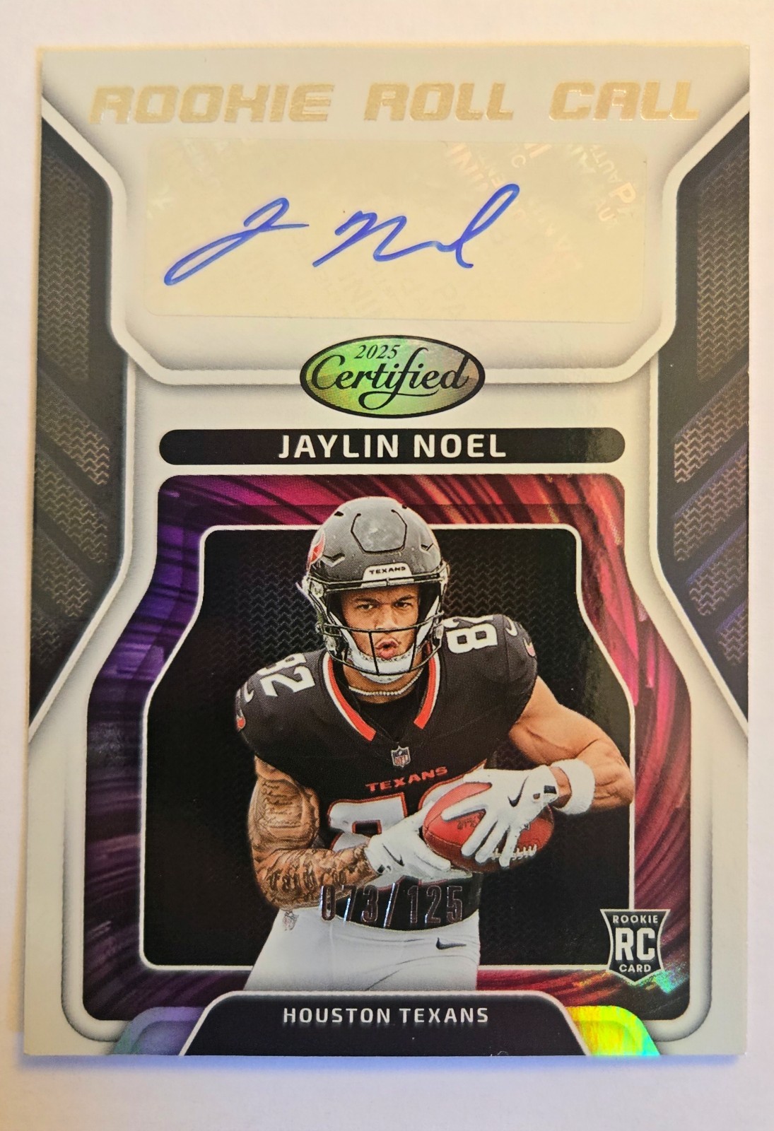 Jaylin Noel Rookie Roll Call Auto /125-2025 Panini Certified Texans NFL RC SN AU