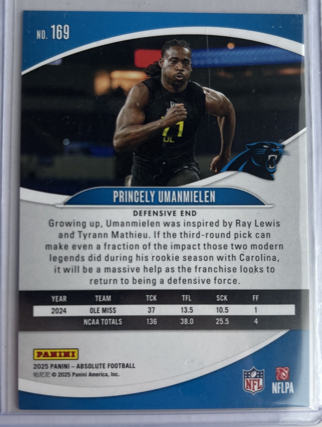 2025 Panini Absolute – Rookies Princely Umanmielen #169 Blue Diamonds /425 (RC)