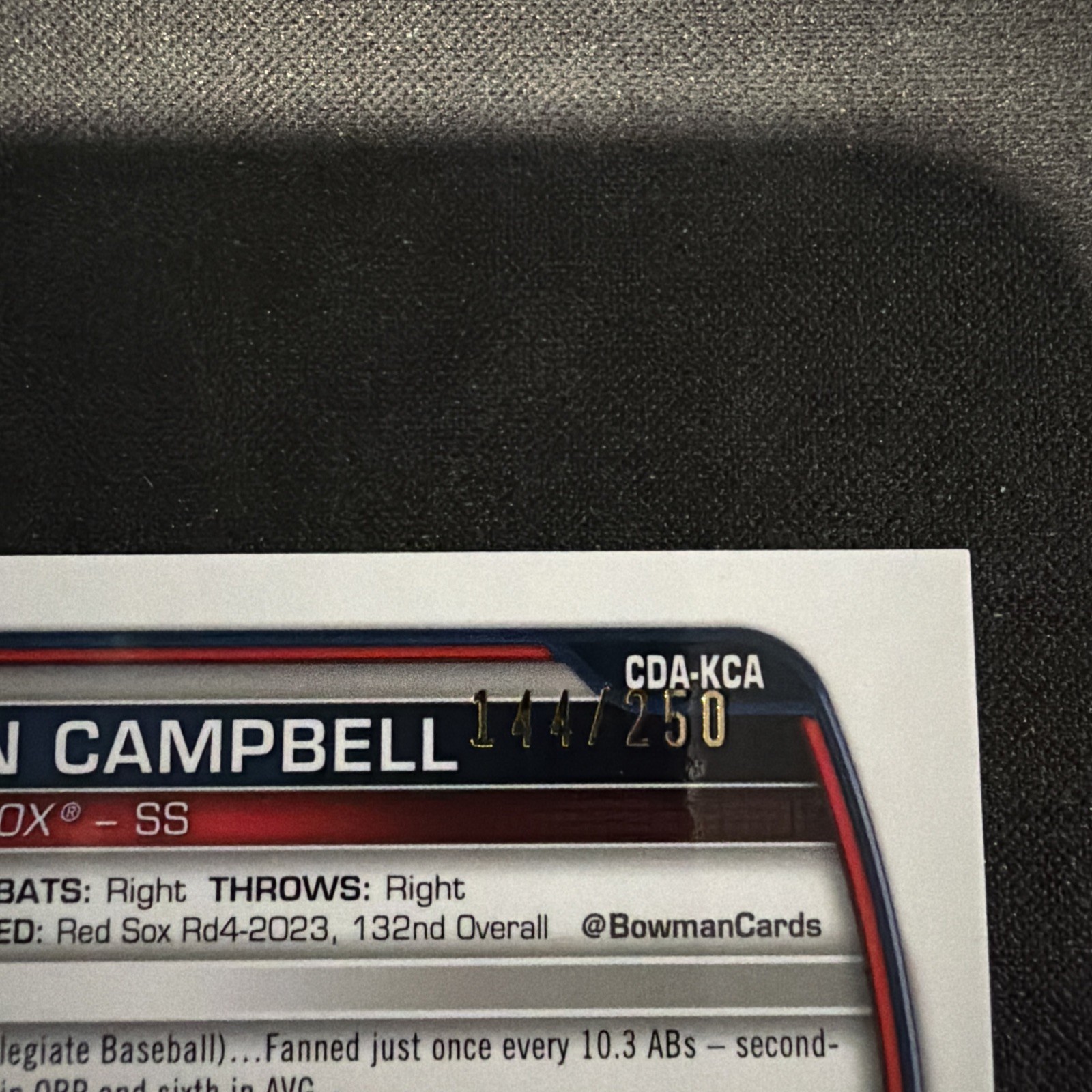 2023 Bowman Draft Kristian Campbell Chrome Auto Purple Refractor 1st #/250