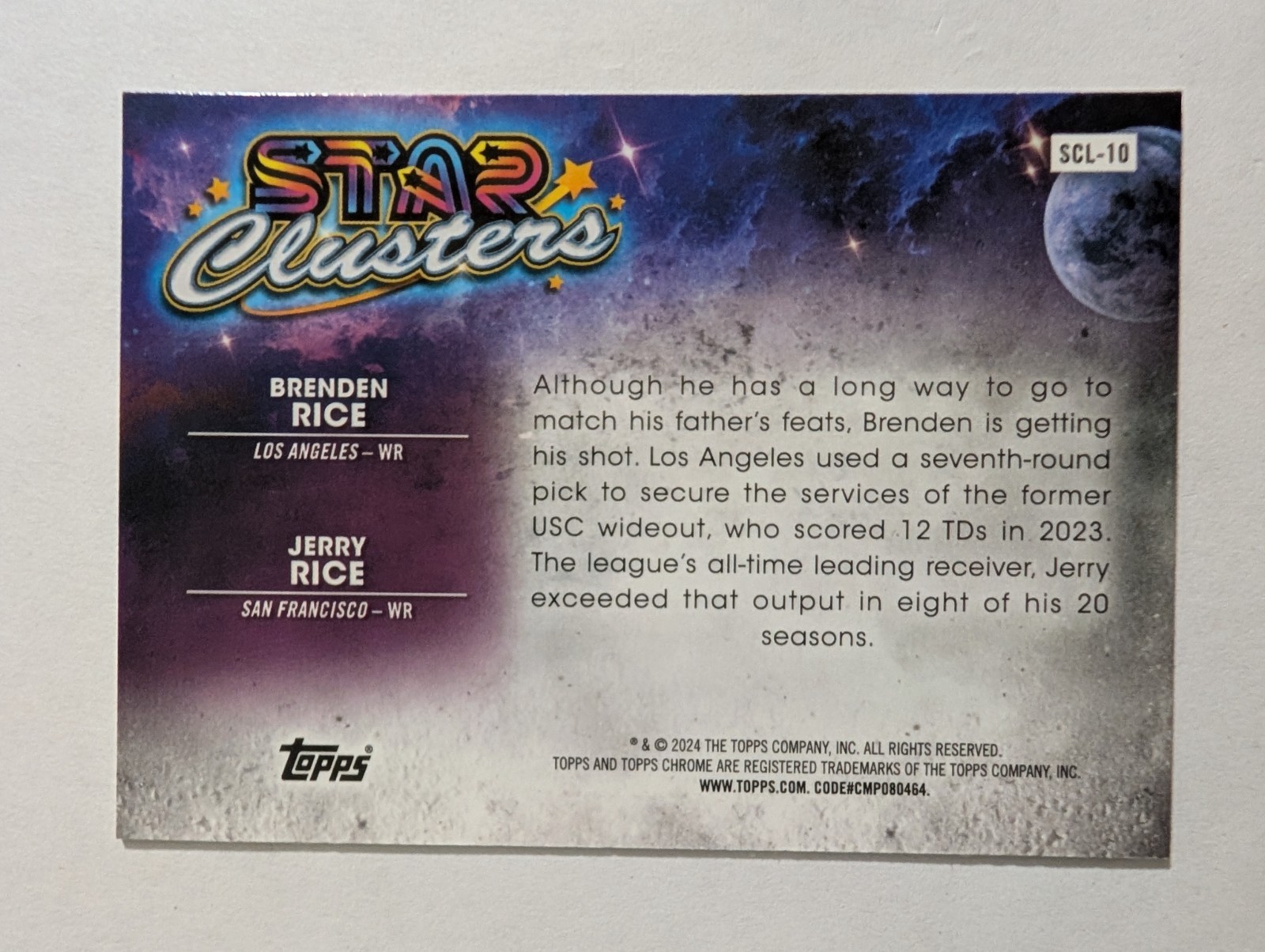 2024 Topps Cosmic Chrome – Jerry Rice, Brenden Rice Star Clusters #SCL-10 (RC)
