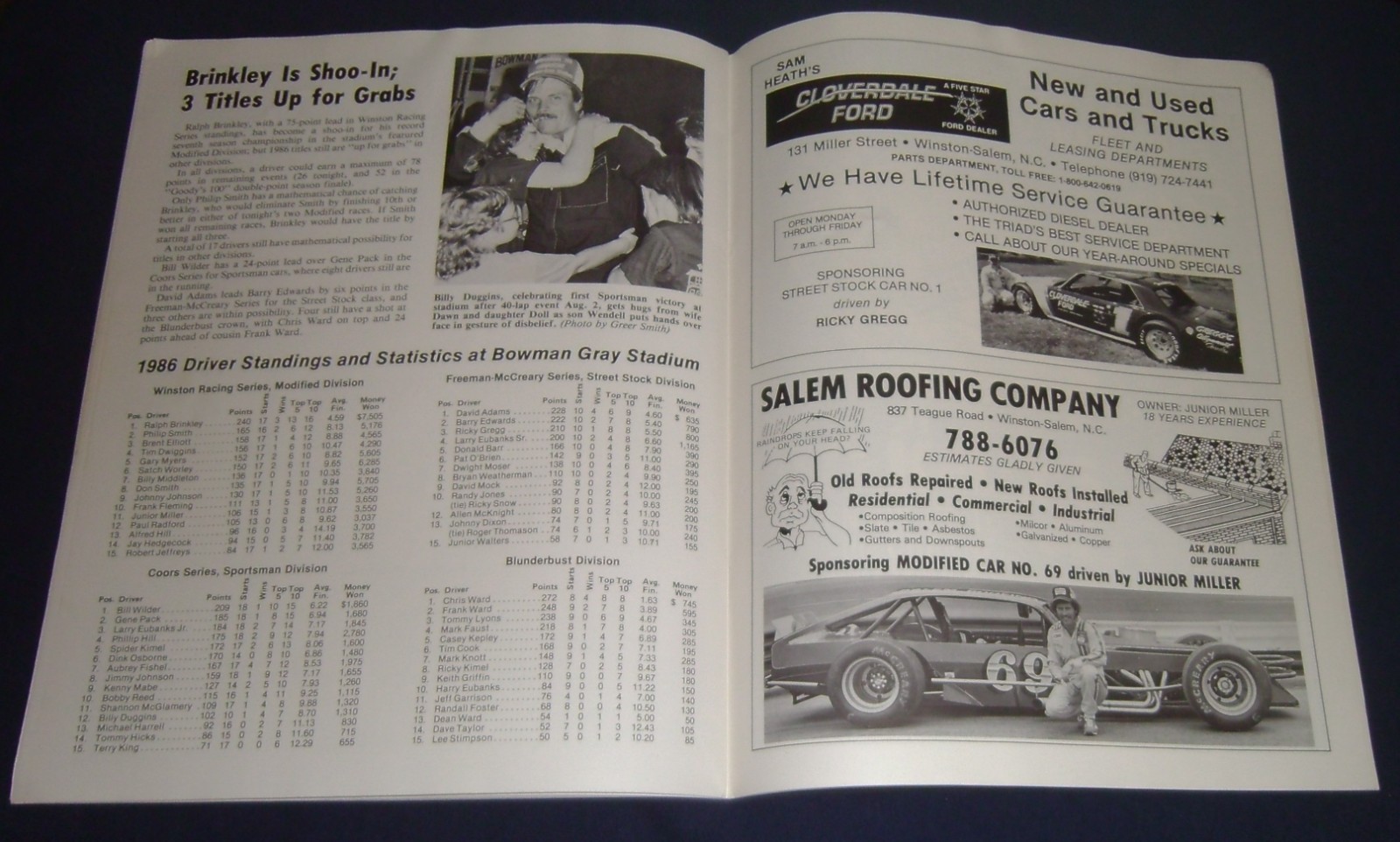 1986 Bowman Gray Stadium Hardees Ladies Night Program Don Smith