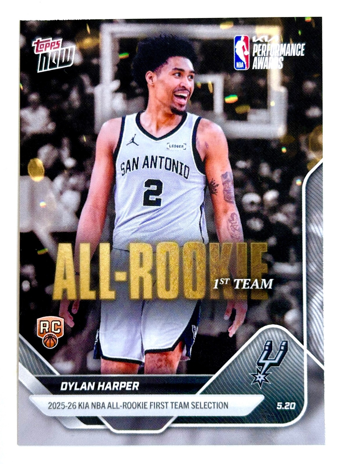 2025-26 NBA Topps Now DYLAN HARPER #AR04 All-Rookie 1st Team – San Antonio SPURS