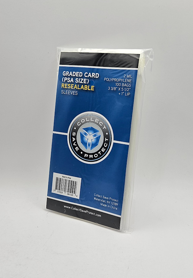 (100-Pack) CSP Graded Card – PSA Size – Resealable Sleeves – 2 mil Poly Bags