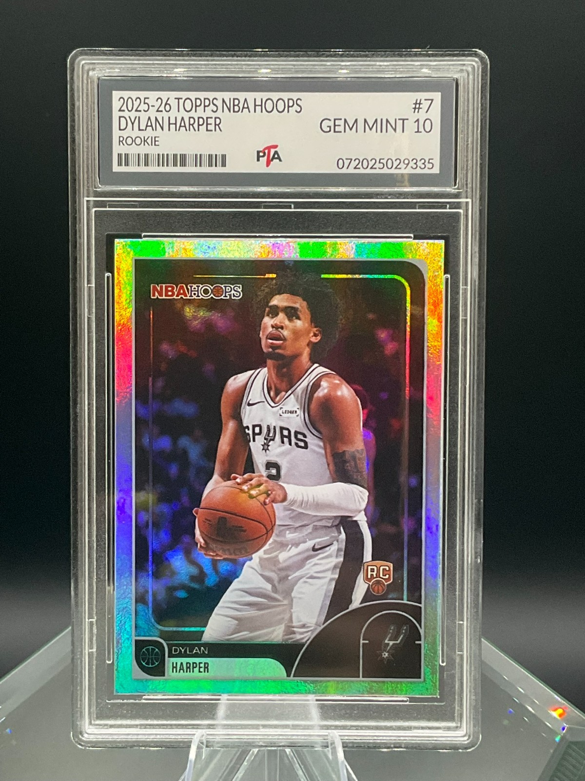2025-26 Topps NBA Hoops Dylan Harper Rainbow Foil Rookie ~GEM MINT PTA 10🔥