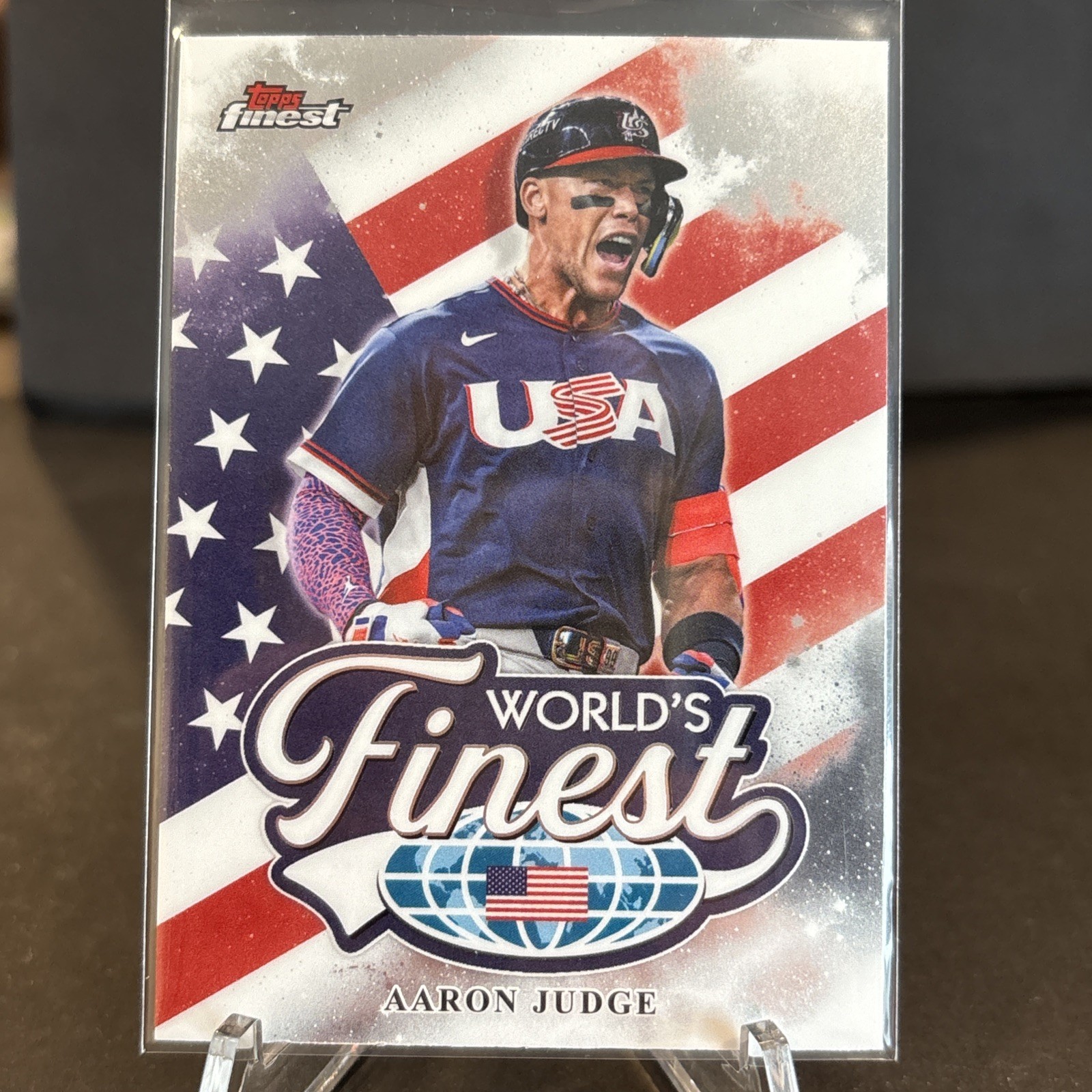Topps 2026 Finest World’s Finest Aaron Judge Team USA WF-1 Insert Card