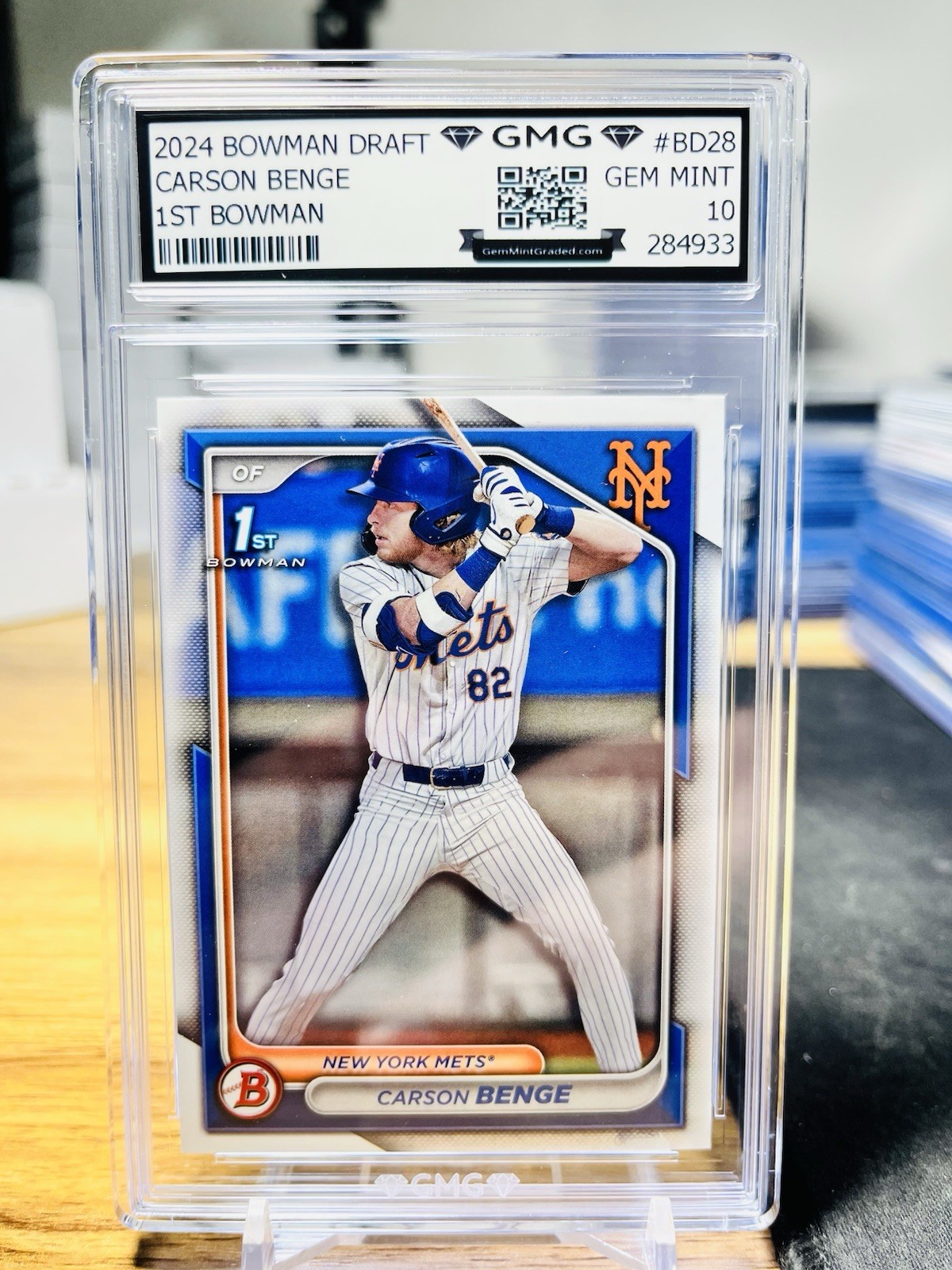 2024 Bowman Draft Carson Benge 1st Bowman #BD-28 GMG Graded 10 Gem Mint Mets RC
