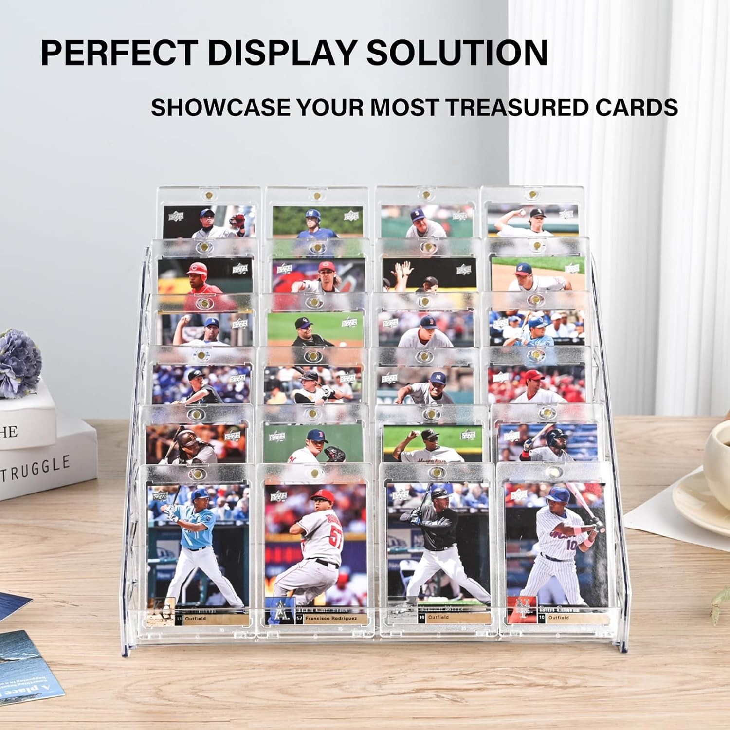 5 Tier 12″ Acrylic Card Display Stand, Easy Clip-On Design, Versatile Display…