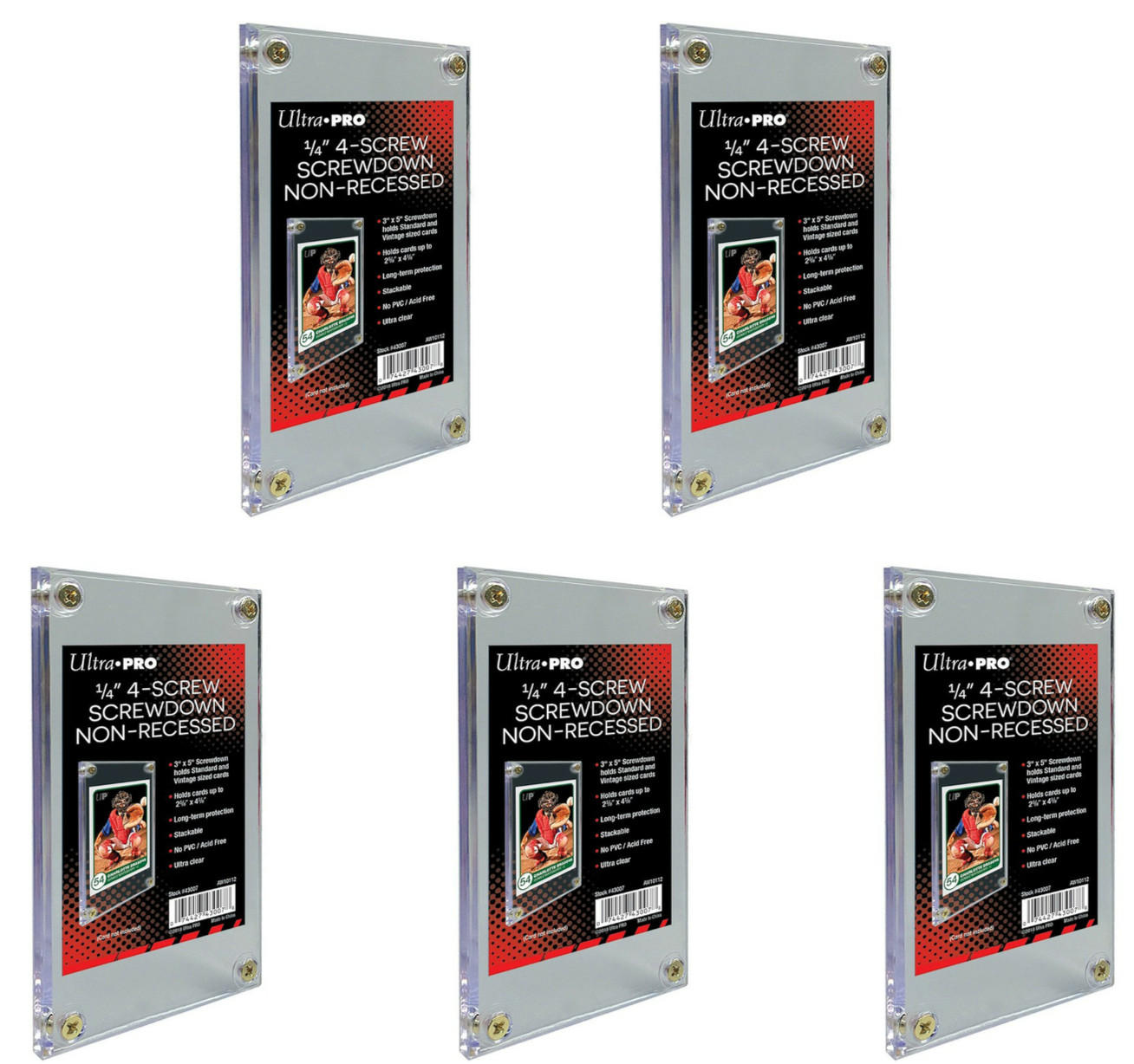 LOT OF 5 NEW Ultra Pro Screwdown Non-Recessed Card Display Case Sports MTG 43007