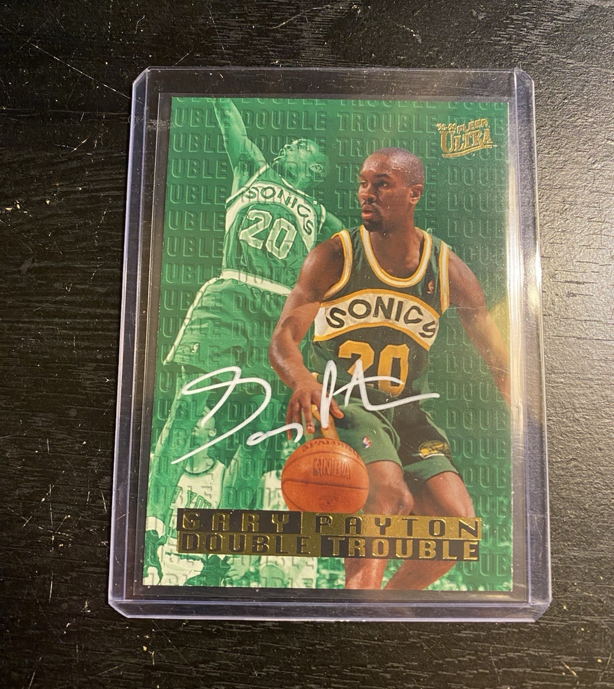 1995-96 Fleer Ultra Gary Payton Double Trouble Signed Auto SWAU COA
