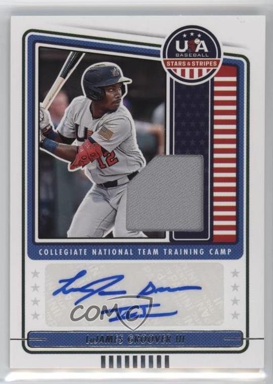 2023 USA Baseball Stars & Stripes Materials Gino Groover LuJames III Auto 19fv