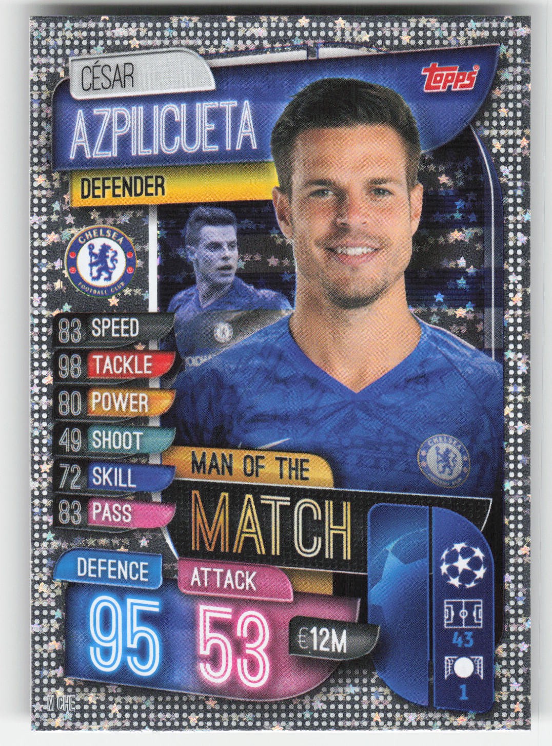 César Azpilicueta, 2019-20 Topps Match Attax, #259, Chelsea FC,
