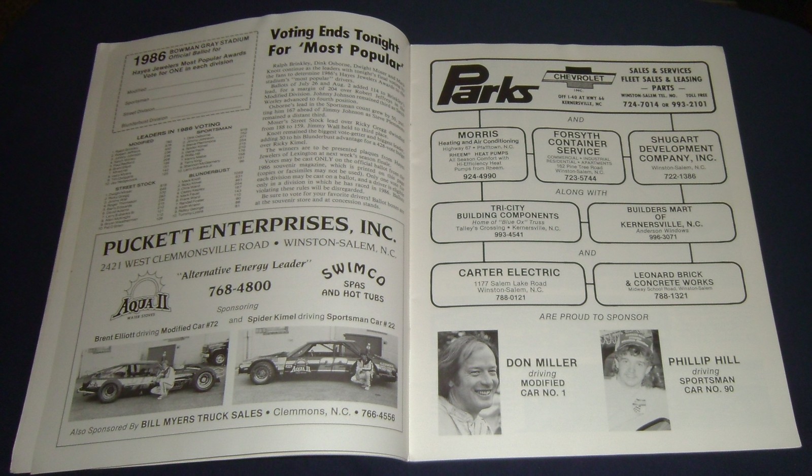 1986 Bowman Gray Stadium Hardees Ladies Night Program Don Smith