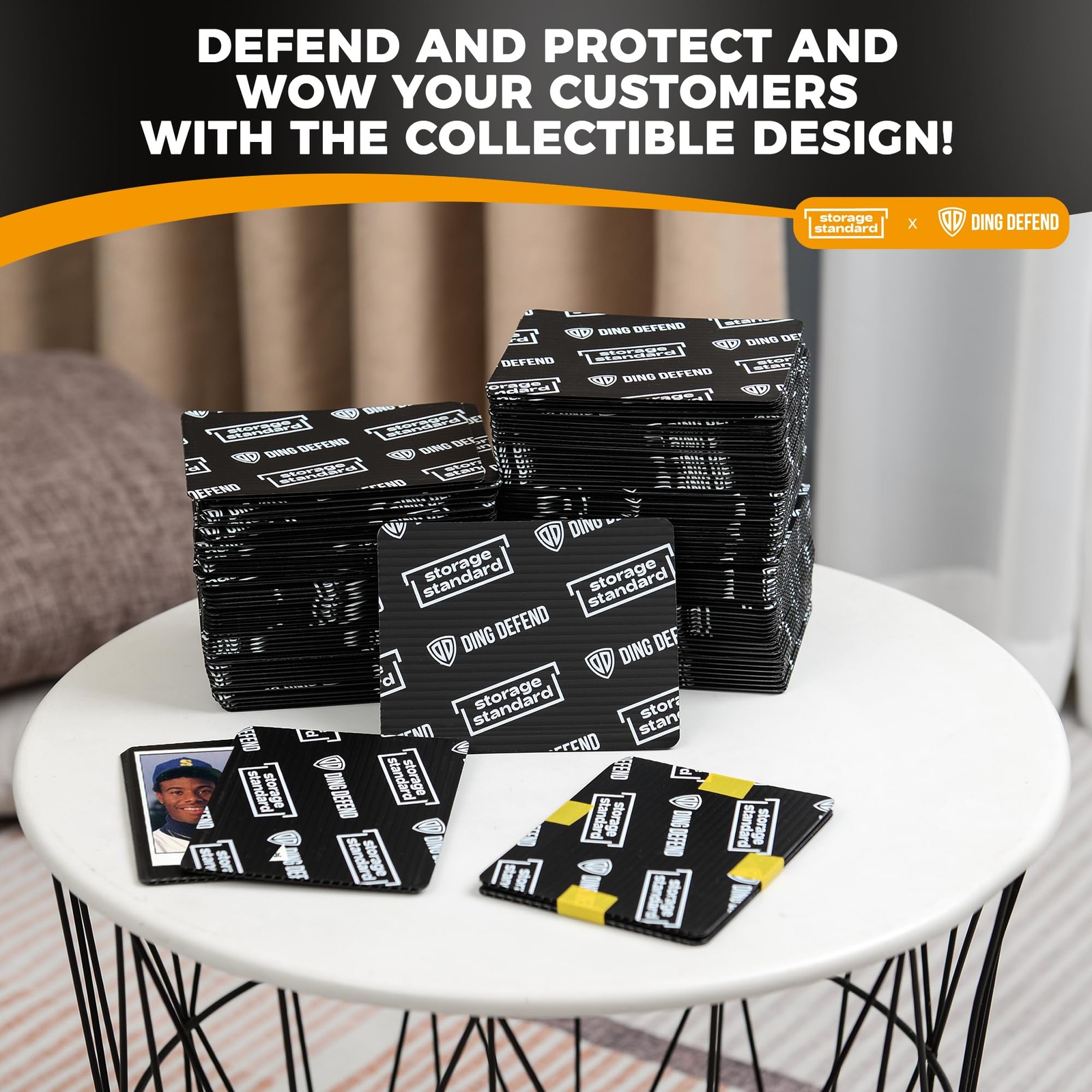 Ding Defend 110Pack Trading Card Protector Shipping 3.5 x 4.5 Inch Black Hob…