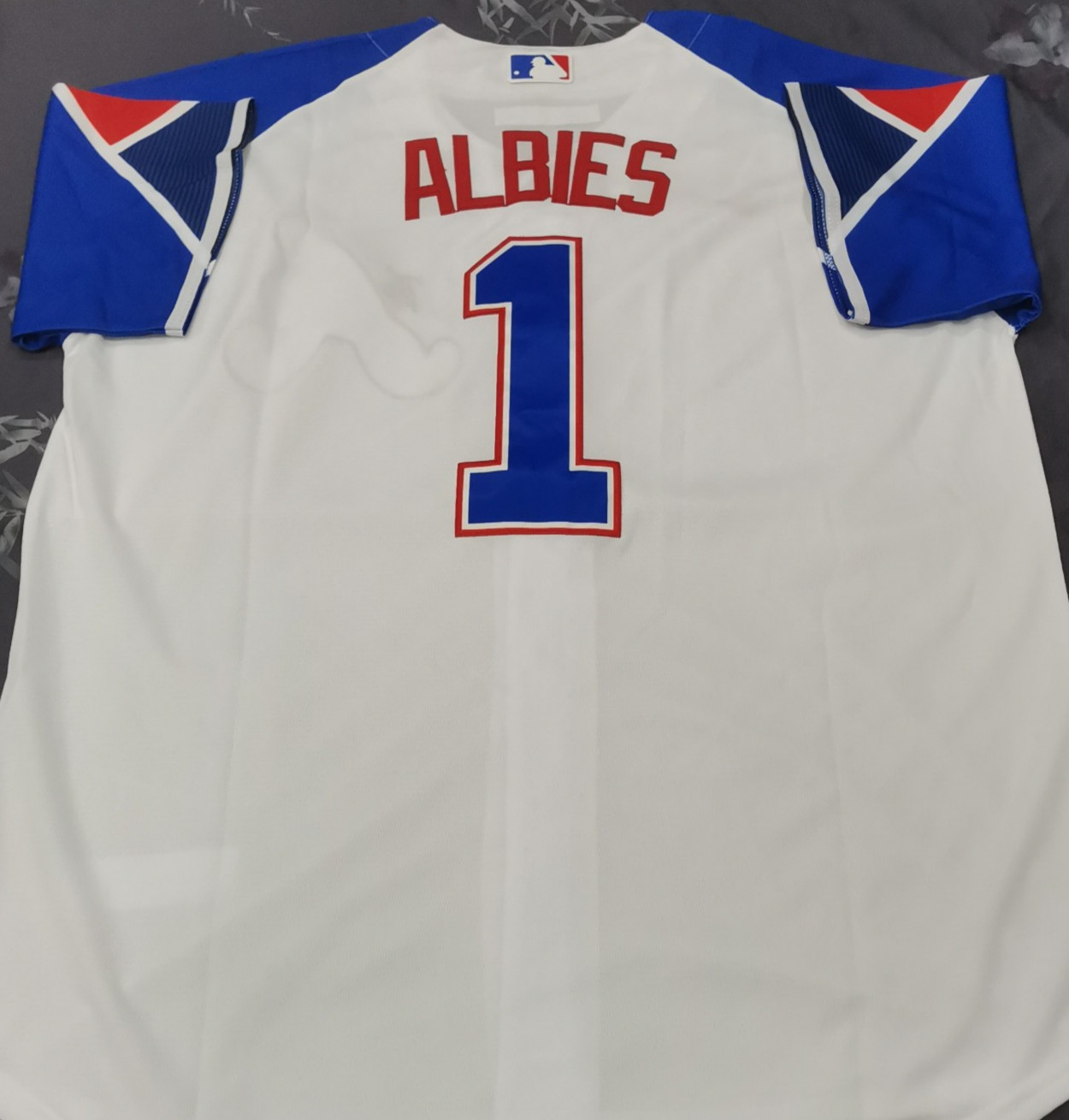 Ozzie Albies #1 ATL City White Cool Base Sewn Stitched Jersey.
