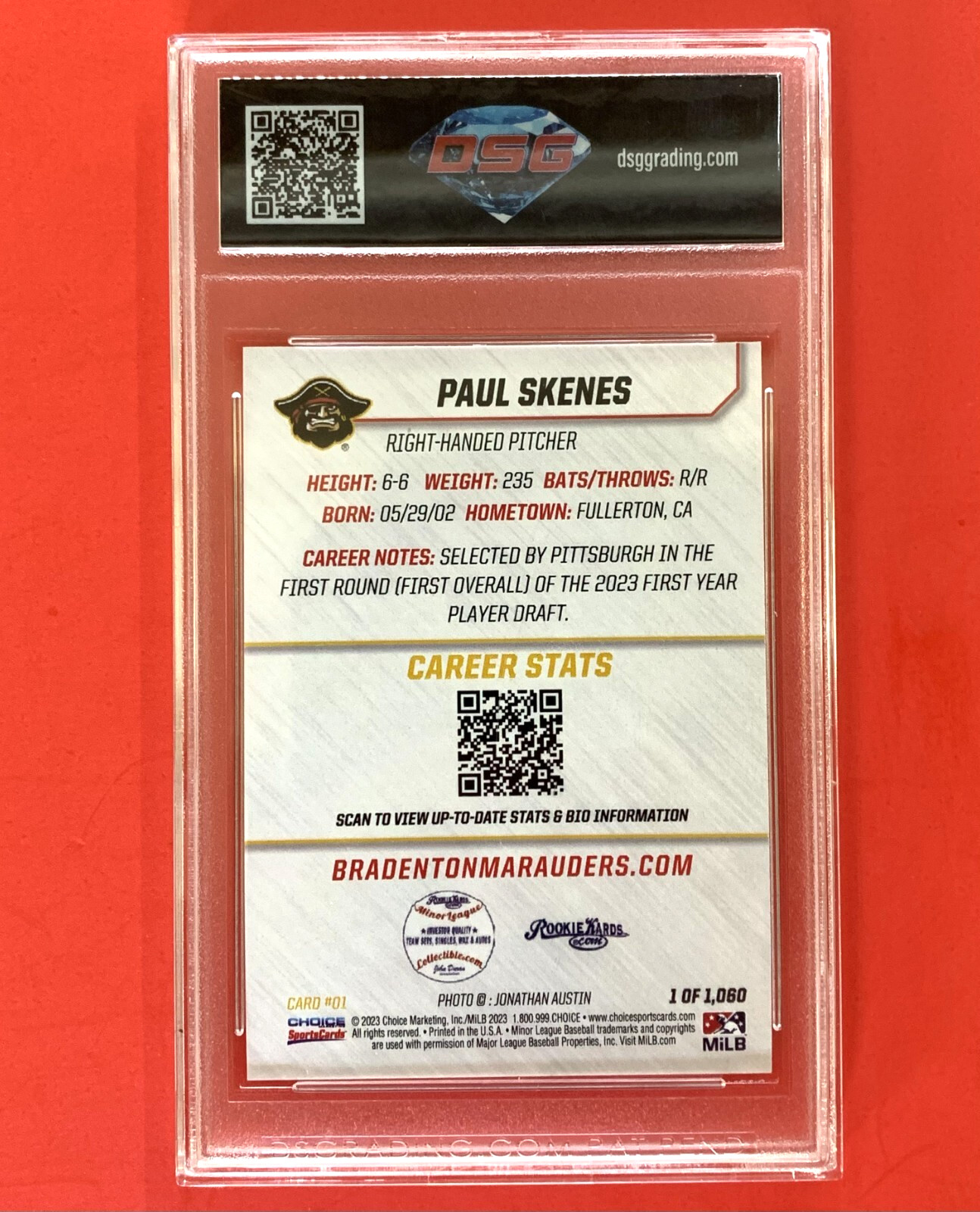 2023 Bradenton Marauders Top Prospects🔥PAUL SKENES RC! DSG Mint 8.5 (1/1060) 🔥