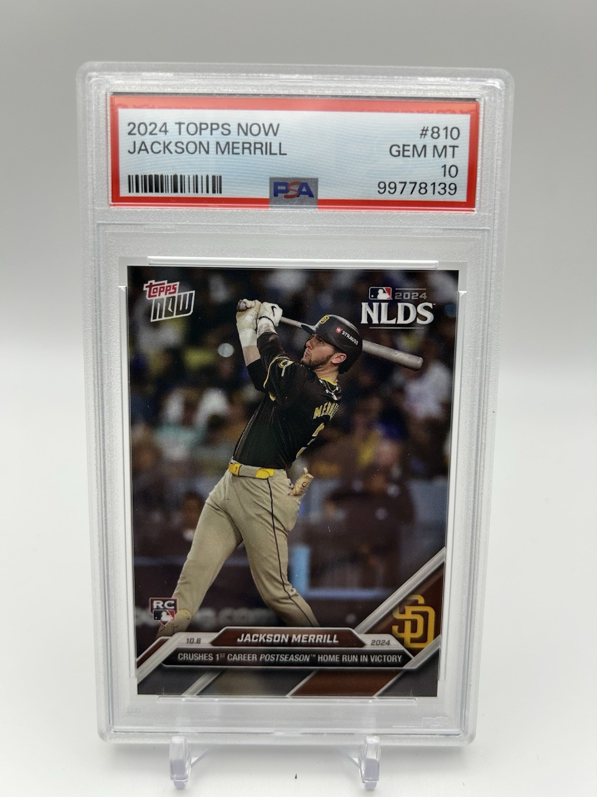 2024 Topps Now Jackson Merrill RC #810 NLDS PSA 10