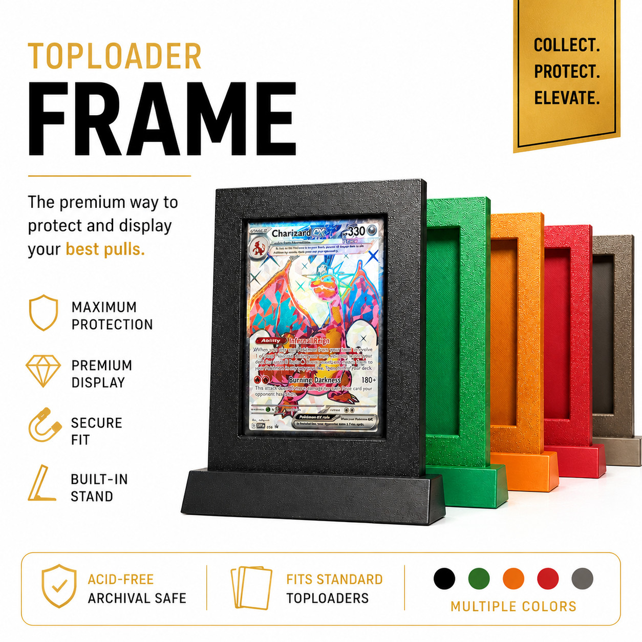 Magnetic Top Loader Display Frame Stand Trading Card Holder Pokemon MTG Sports