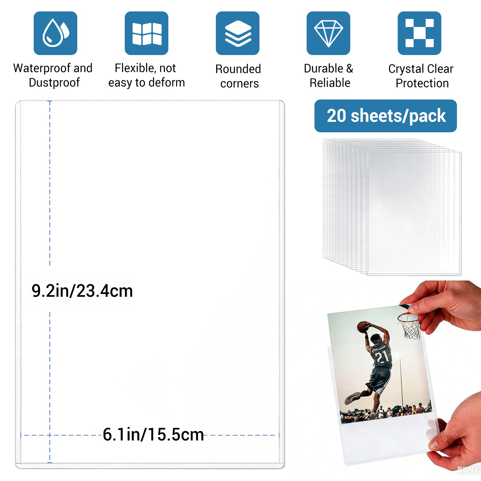 Rigid Clear Plastic Print Protector Sleeves 4x 6/5x 7/6x9inch for Photo Postcard