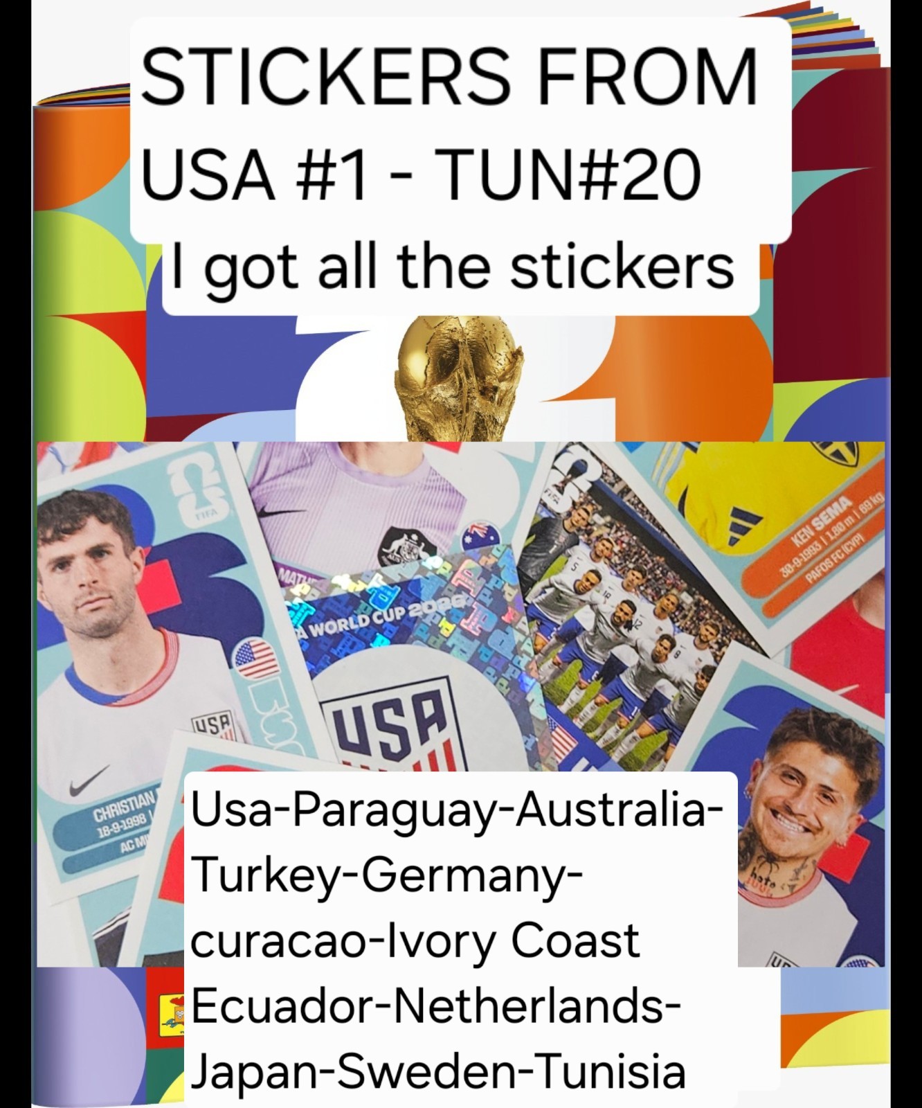 2026 Panini World Cup 2026 Stickers USA #1 to TUN #20
