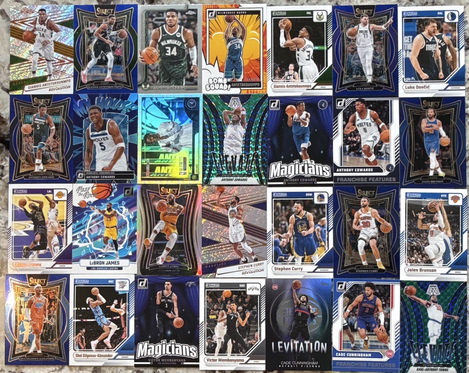 NBA Legends 28 Card Lot LeBron/Curry/Wembanyama/Edwards/Giannis/Luka/Cade/SGA