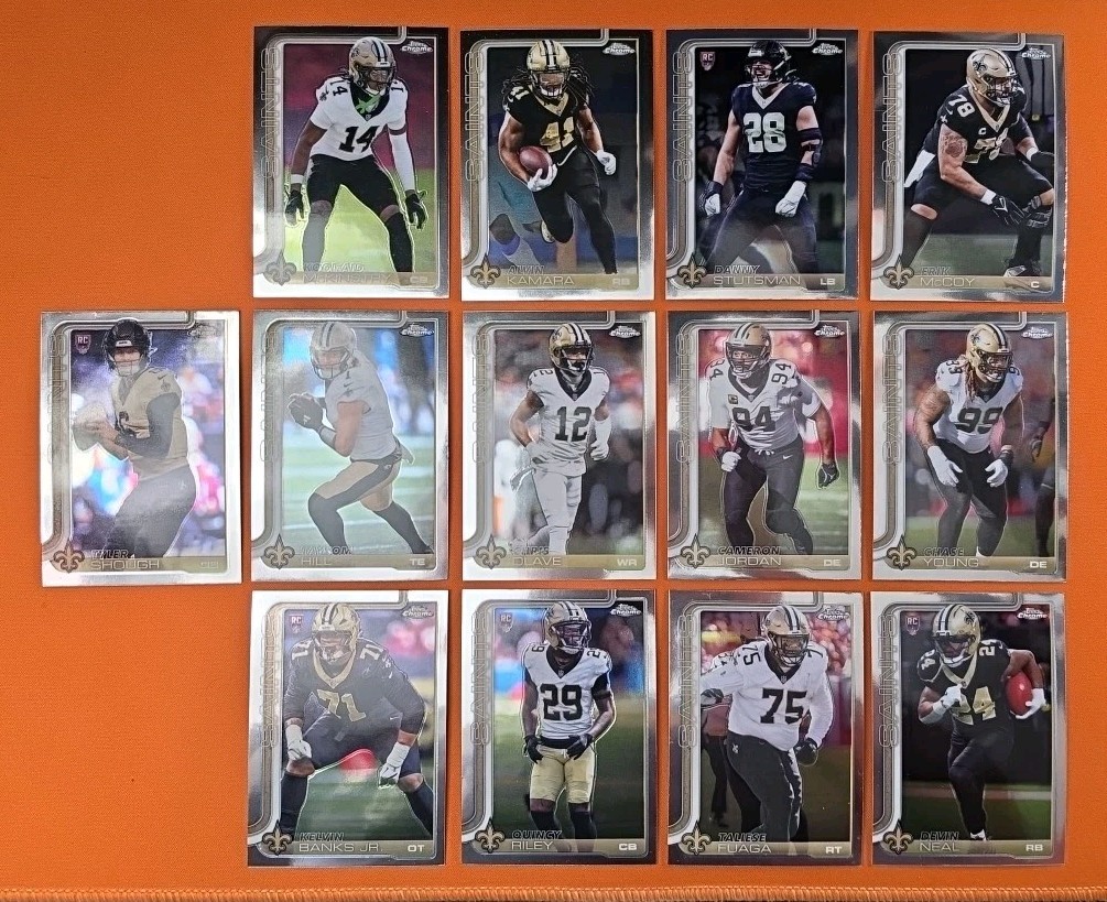 ⚫️⚜️⚫️ 2025 TOPPS CHROME NEW ORLEANS SAINTS COMPLETE BASE TEAM SET (13 CARD LOT)