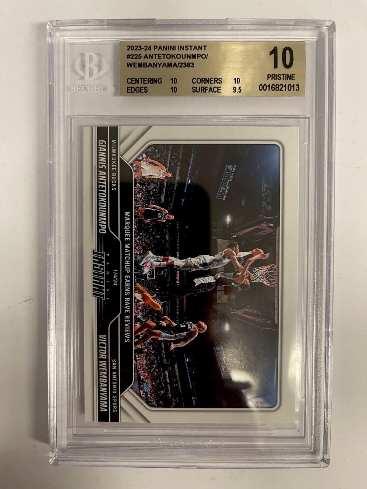 2023-24 Panini Instant Giannis /Victor Wembanyama 225 RC PR/2383 BGS 10 PRISTINE