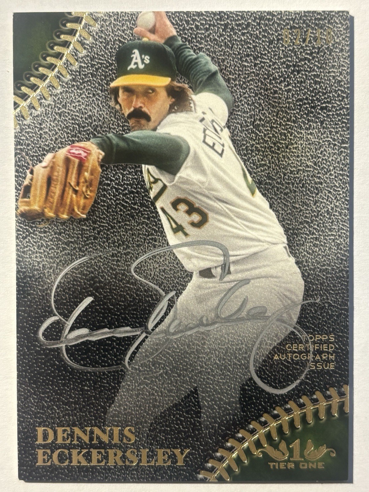 2018 Topps Tier One Prime Performers #02/10 Dennis Eckersley Silver Ink Auto