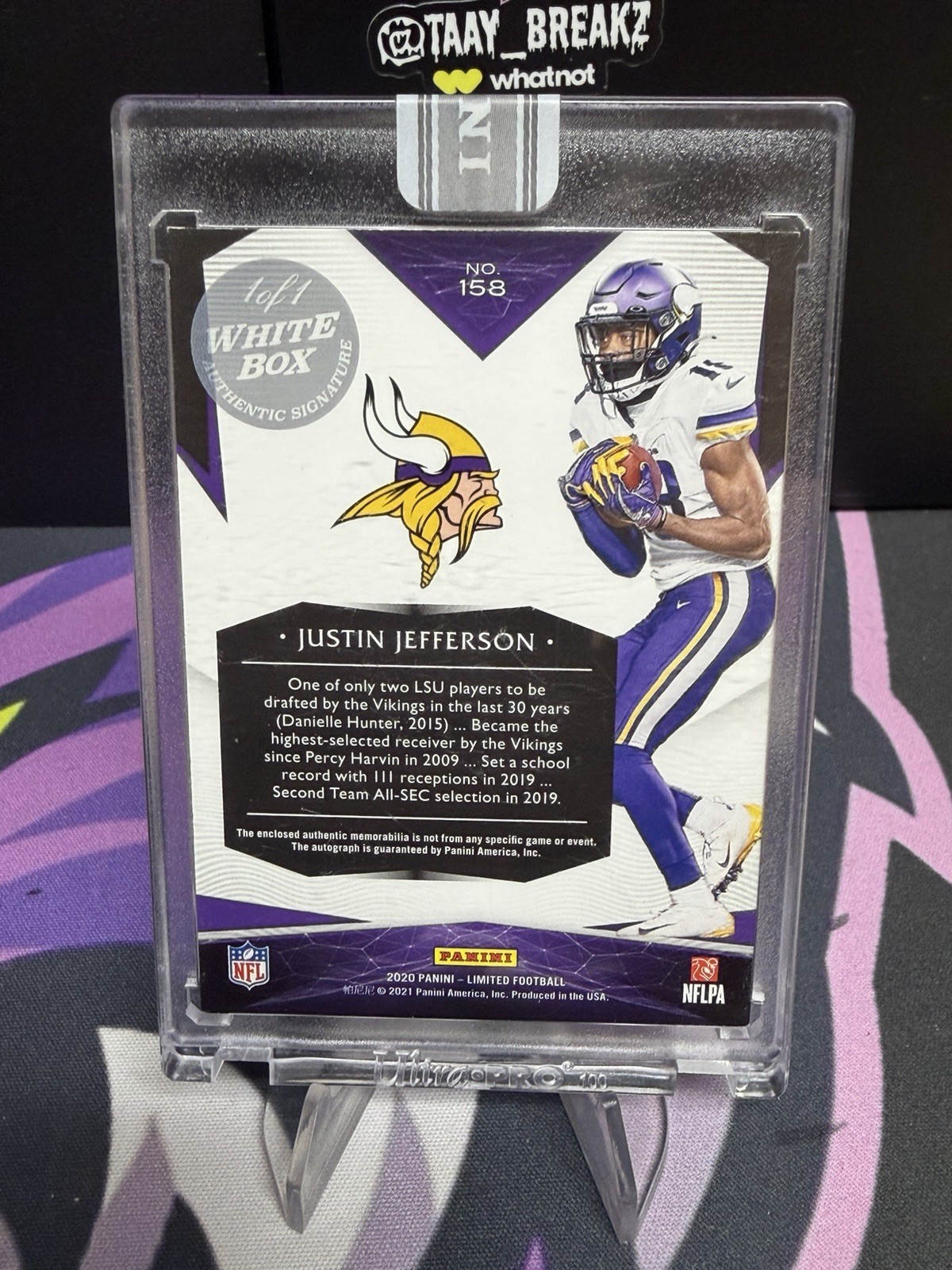 2020 Panini Limited – Rookie Patch Autographs Justin Jefferson 1/1 (AU, RC)