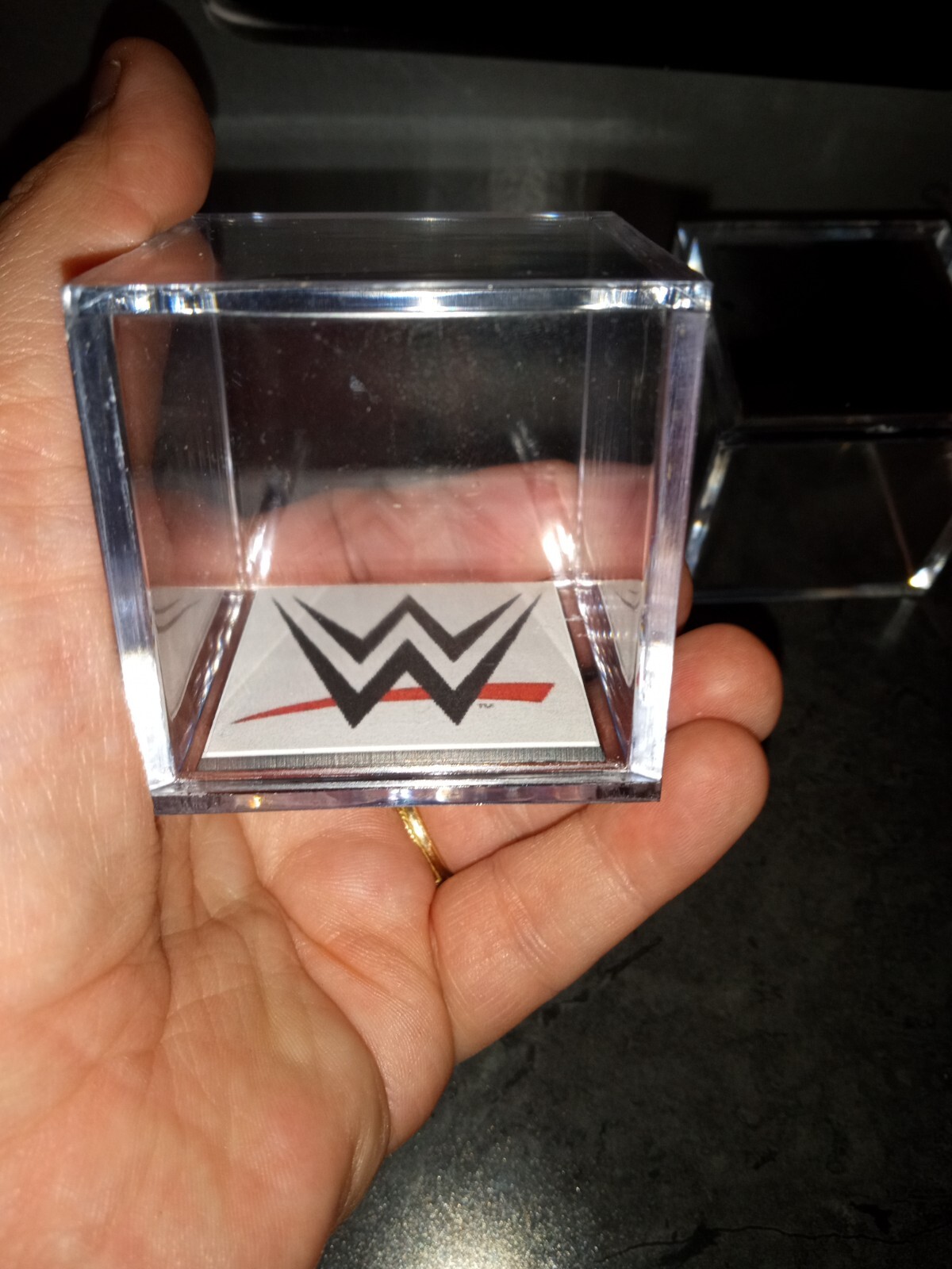 (ONE) WWE Custom HOF Fan Ring Display Case With Stand [Multiple Stands Available