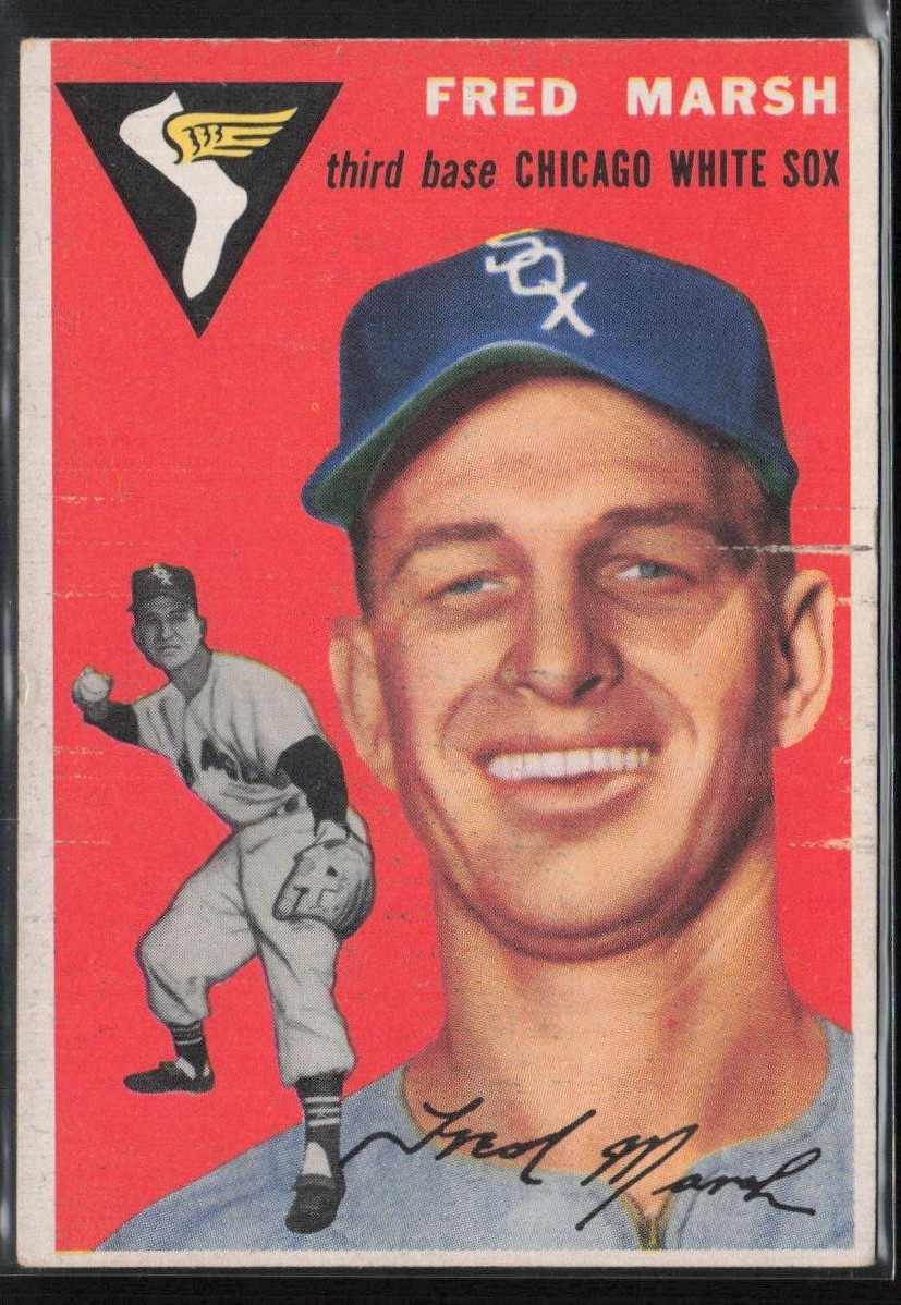 1954 Topps #218 Fred Marsh LOW GRADE (scratches)