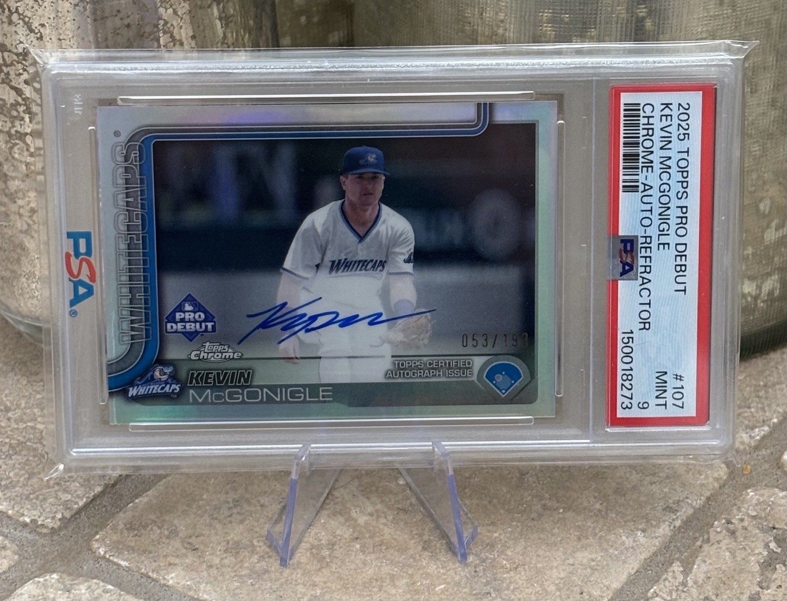 2025 Topps Pro Debut KEVIN McGONIGLE Chrome Refractor Auto /199 PSA-9 TIGERS
