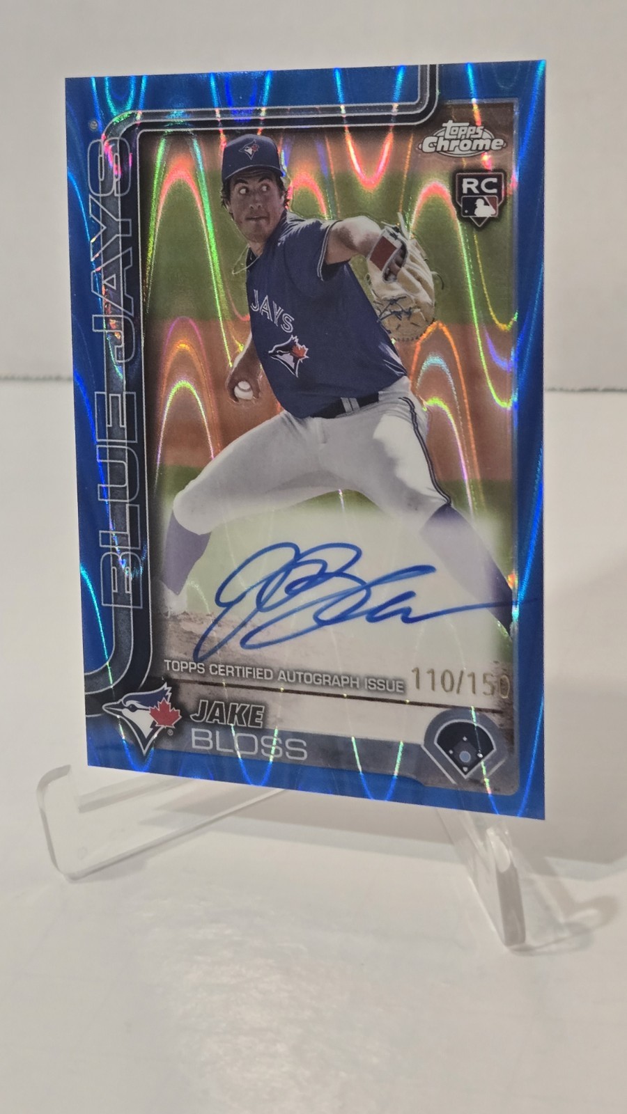 🔥2025 Topps Chrome Jake Bloss RC⚾️ON CARD AUTO BLUE RAYWAVE NUMBERED 110/150!🔥