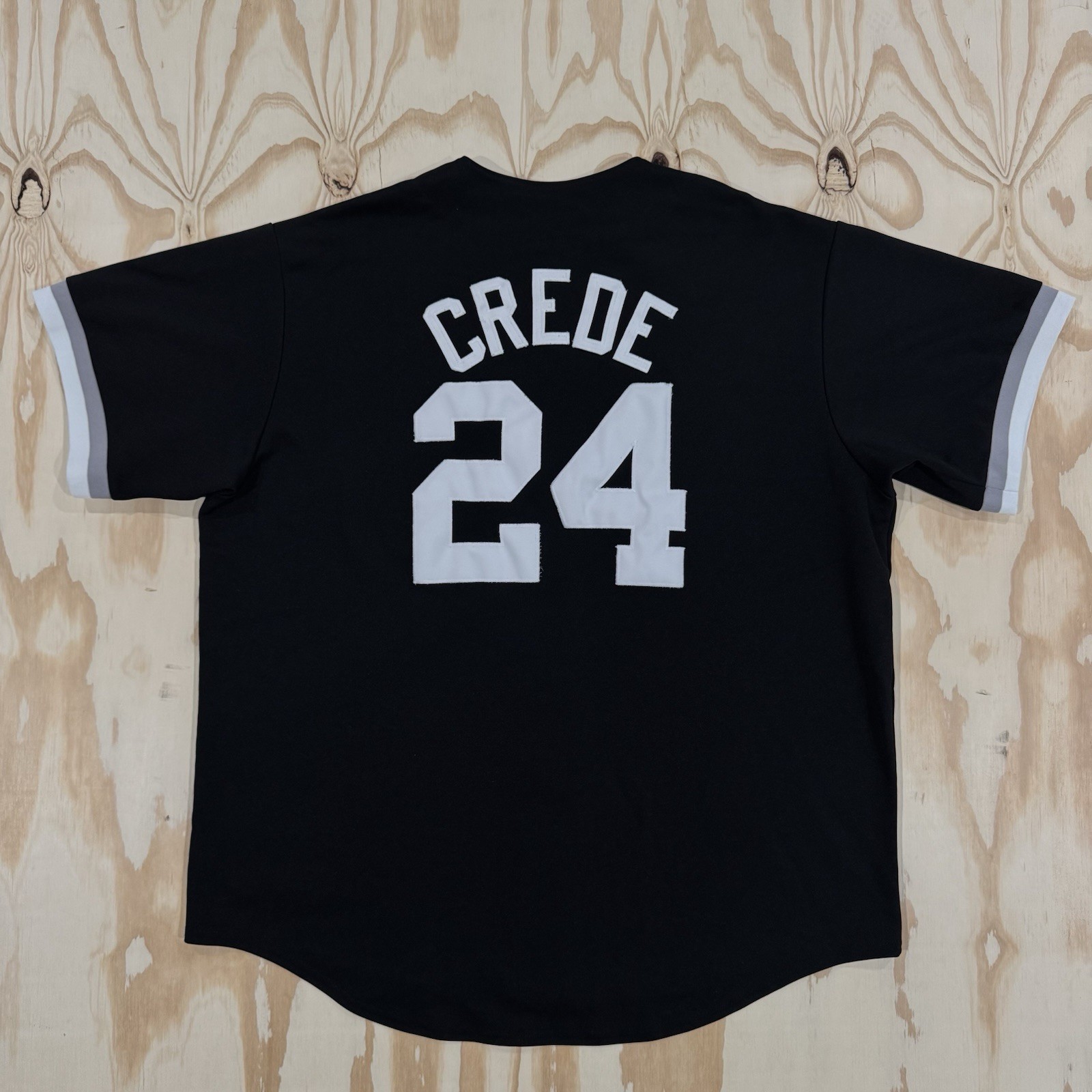 Majestic Chicago White Sox Joe Crede #24 Black Vintage Baseball Jersey Fits XL