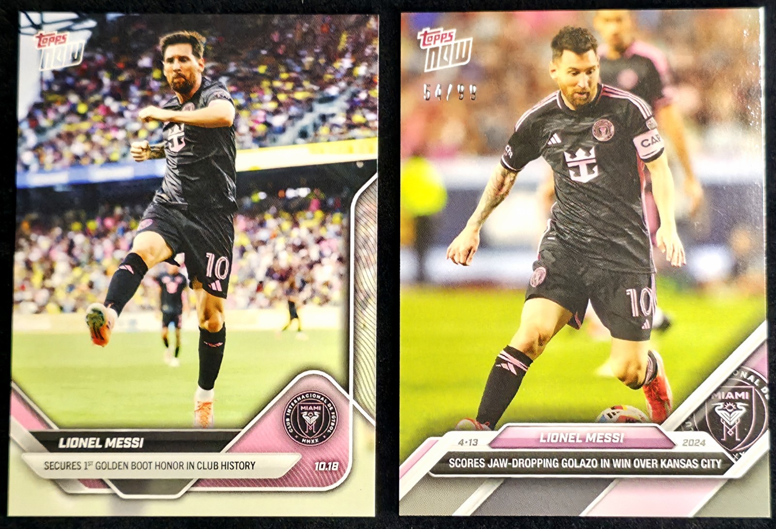 2024 Topps NOW Lionel Messi 2 Card Lot #54/99 Pink Parallel Inter Miami ⚽️ 🔥