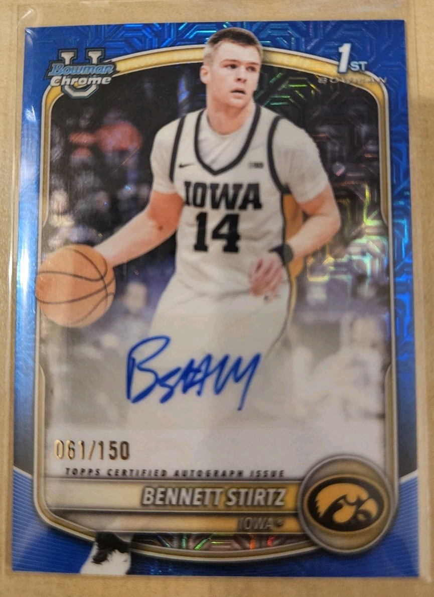 2025-26 Bowman Chrome University 1st Bennett Stirtz Auto Blue Refractor 61/150