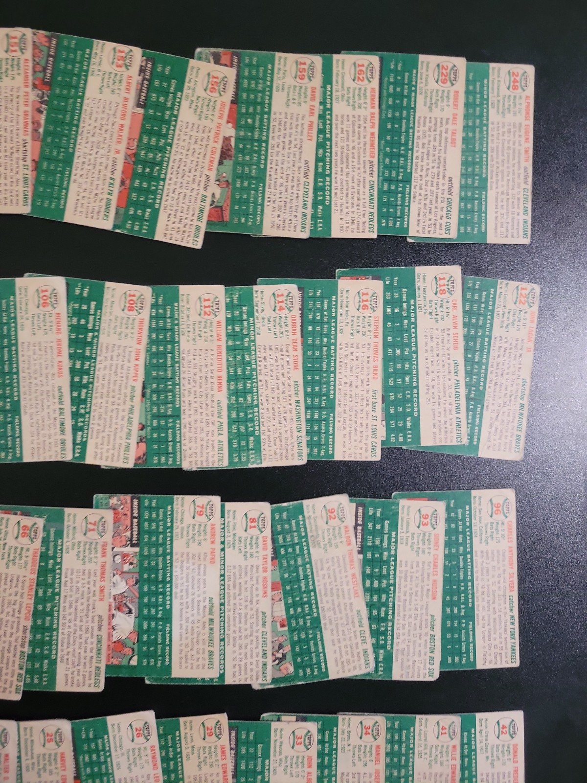 1954 Topps Baseball Card Lot – 43 Different Cards – W/ Hank Sauer and Gene Smith