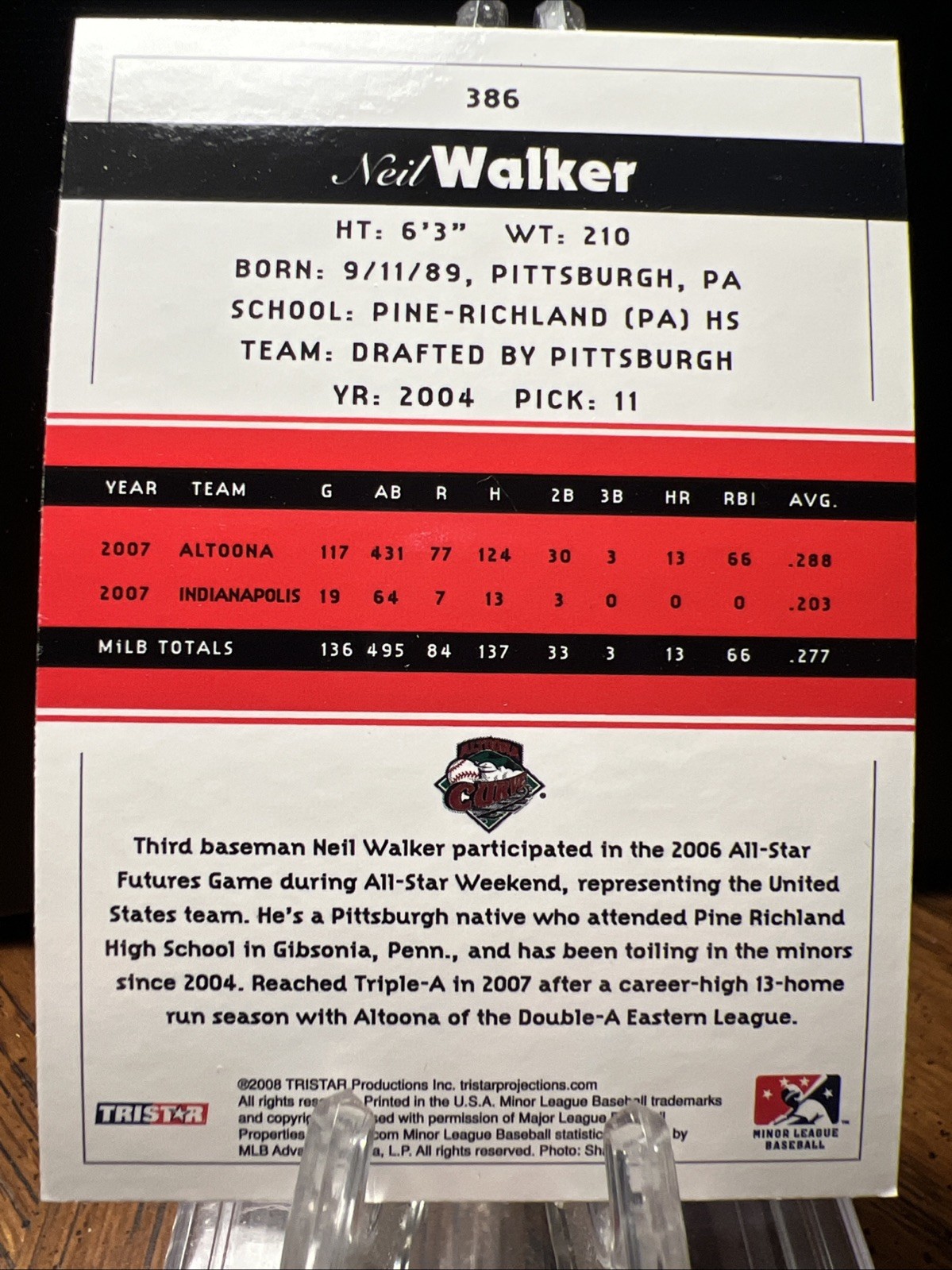 2008 TriStar PROjections Neil Walker Altoona Curve #386