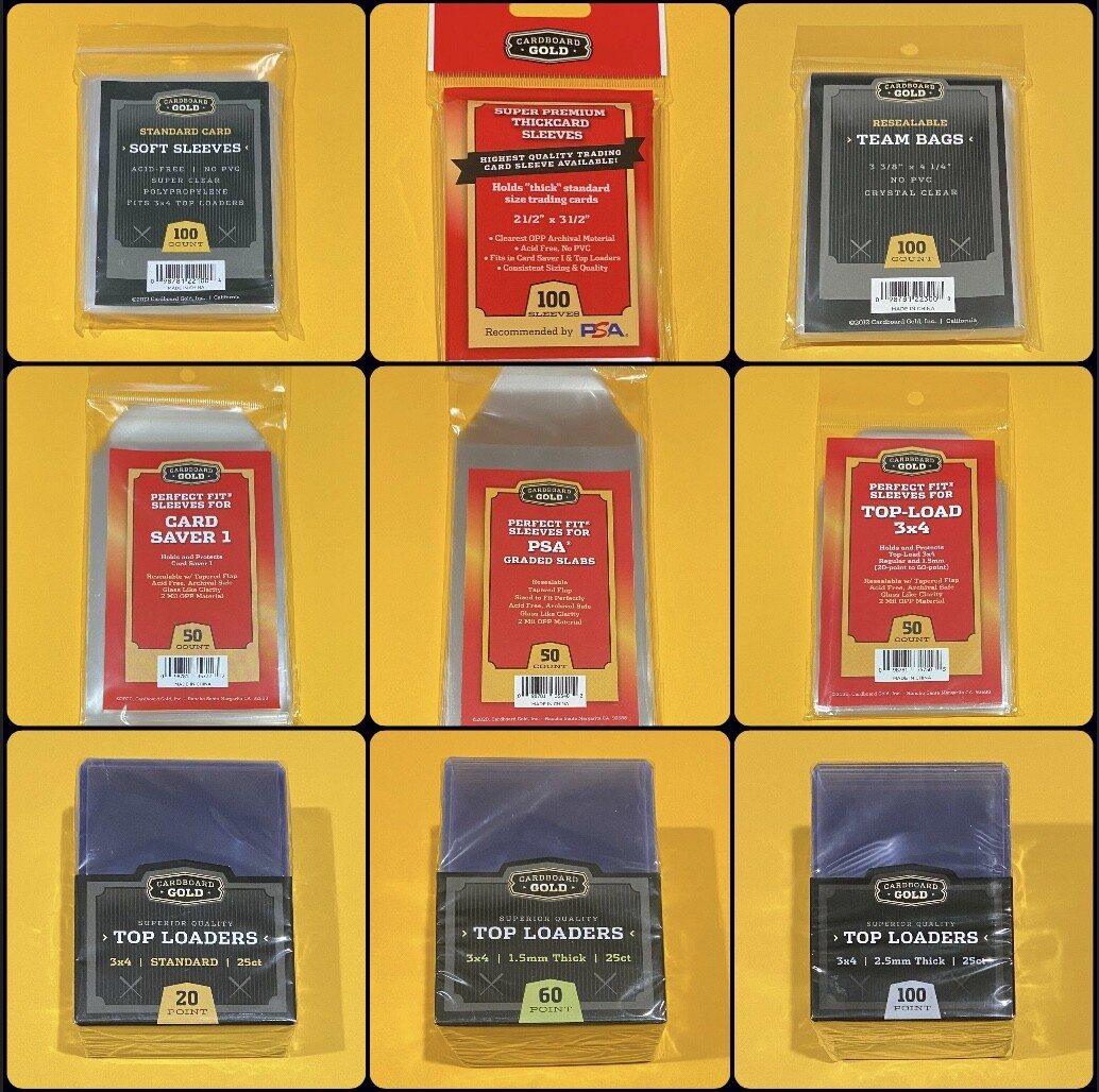 Cardboard Gold Top Loaders / Sleeves / Bags / Card Savers – 20/60/100/240 point