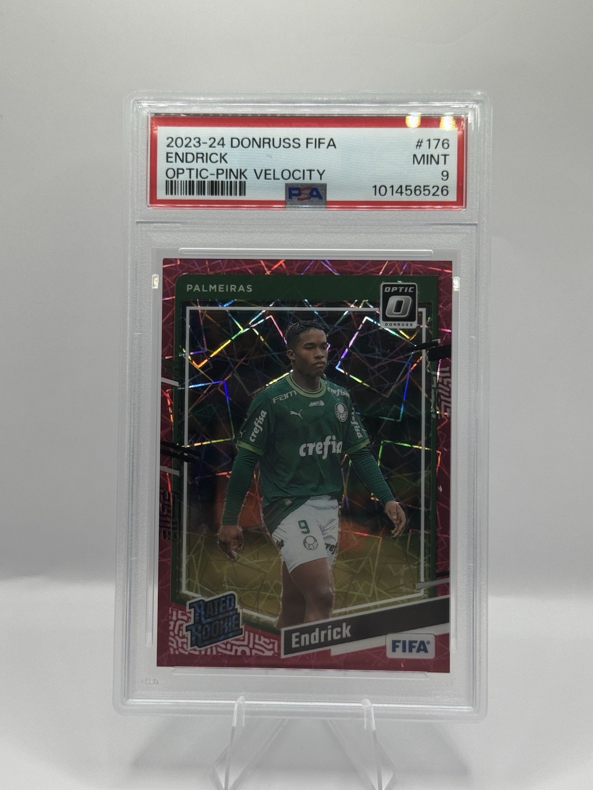 2023-24 Donruss Optic Endrick Pink Velocity Prizm /99 #176 Rated Rookie PSA 9 MT