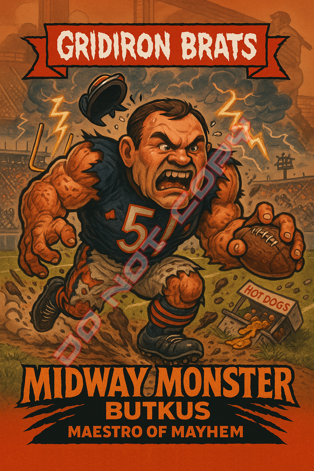 Dick Butkus as Midway Monster Maestro of Mayhem – BALLPARK BRATS Parody Art Card