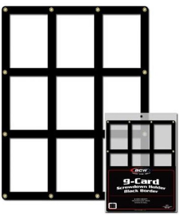 1 BCW High Quality Clear 9 Card Screwdown Holder Black Border 12 1/2 x 9 1/2 NEW