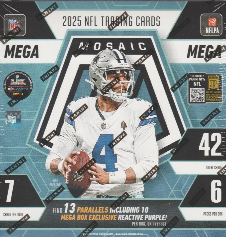2025 Panini Mosaic Football Factory Sealed Mega Box REACTIVE PURPLE