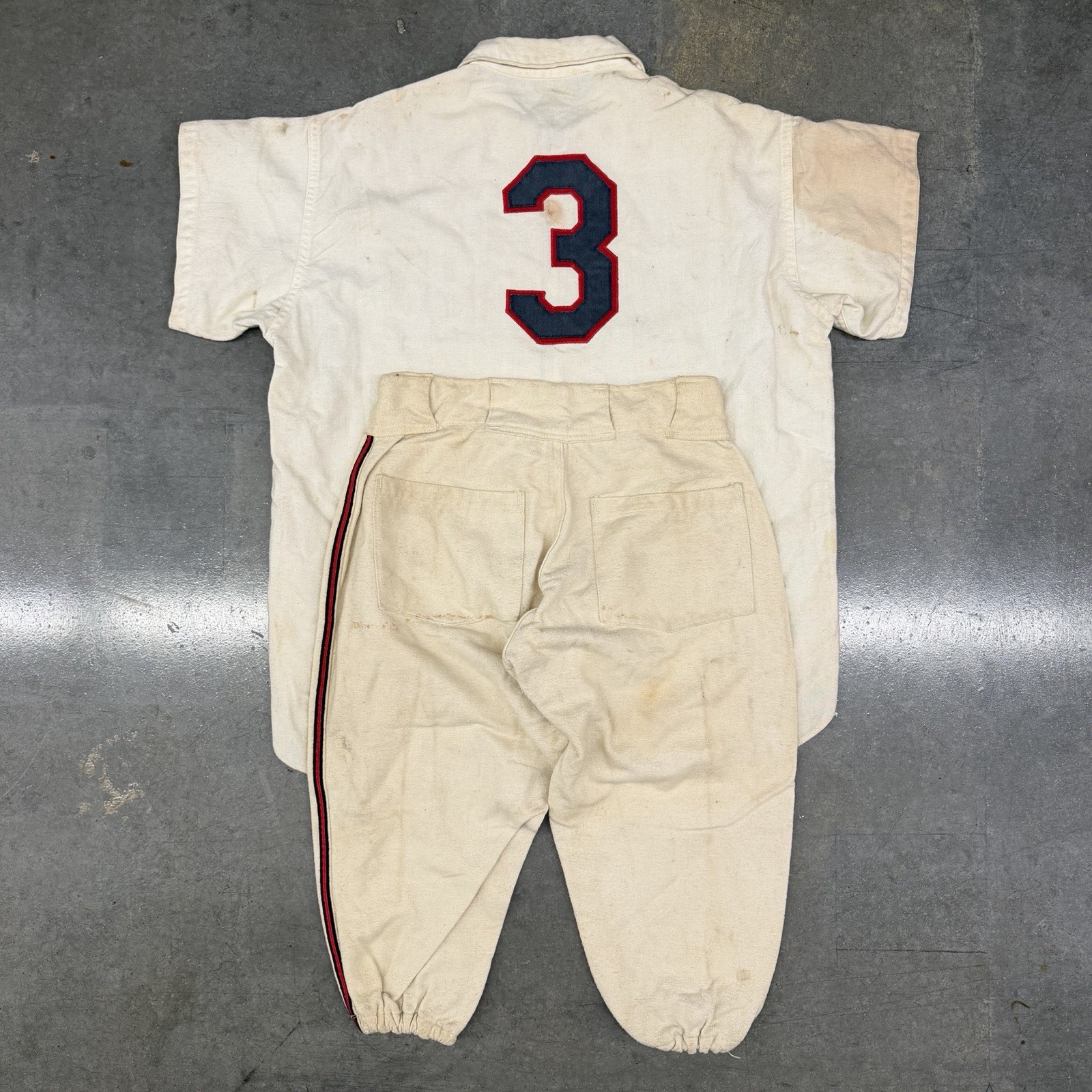Vintage 50s Rawlings Wool Flannel Baseball Uniform Set Zipper Jersey Sz 40 1768