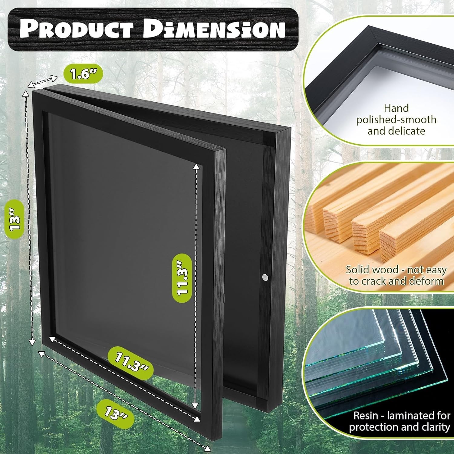 Jersey Wooden Frame Display Case -Shadow Box with 98% UV Protection Acrylic and