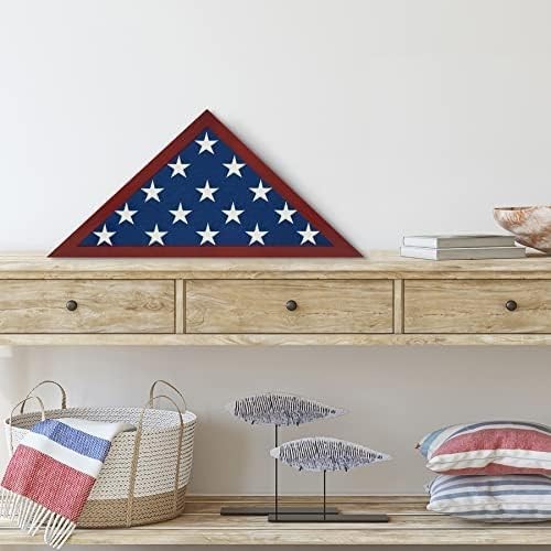 Flag Display Case for Burial Flag Mahogany Wall Mount Folded Flag Holder