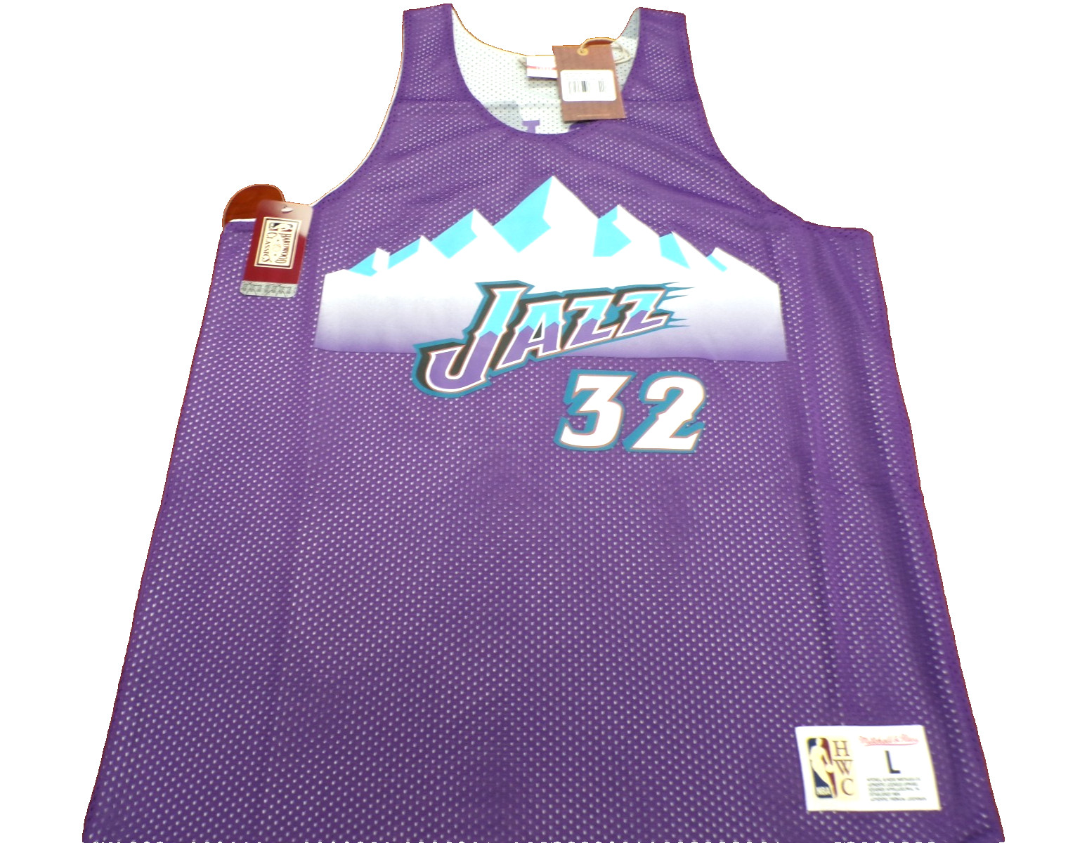MITCHELL & NESS NBA HWC UTAH JAZZ KARL MALONE REVERSIBLE JERSEY SIZE L