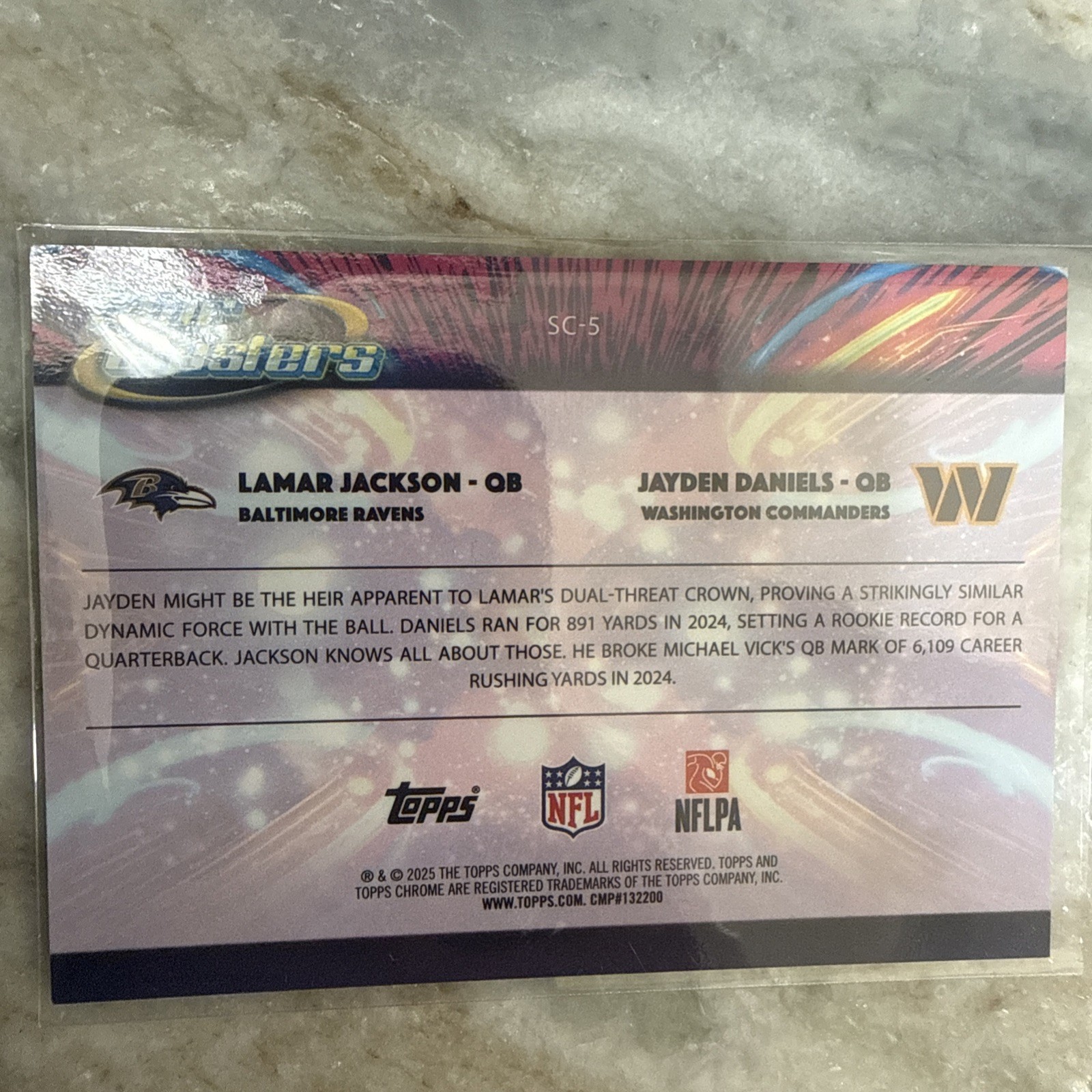 2025 Topps Cosmic Chrome Star Clusters Lamar Jackson Jayden Daniels Gold /50