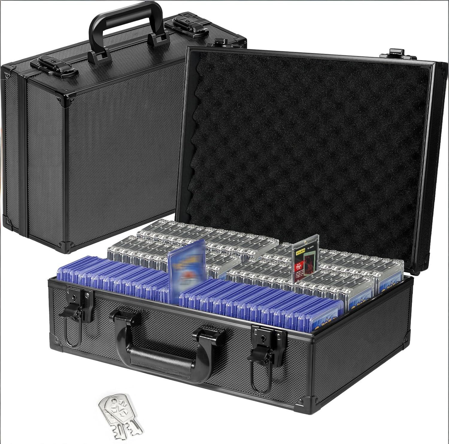 600+ Capacity 3″x4″ 35PT Toploader Box Aluminum Alloy Card Organizer Lockable US