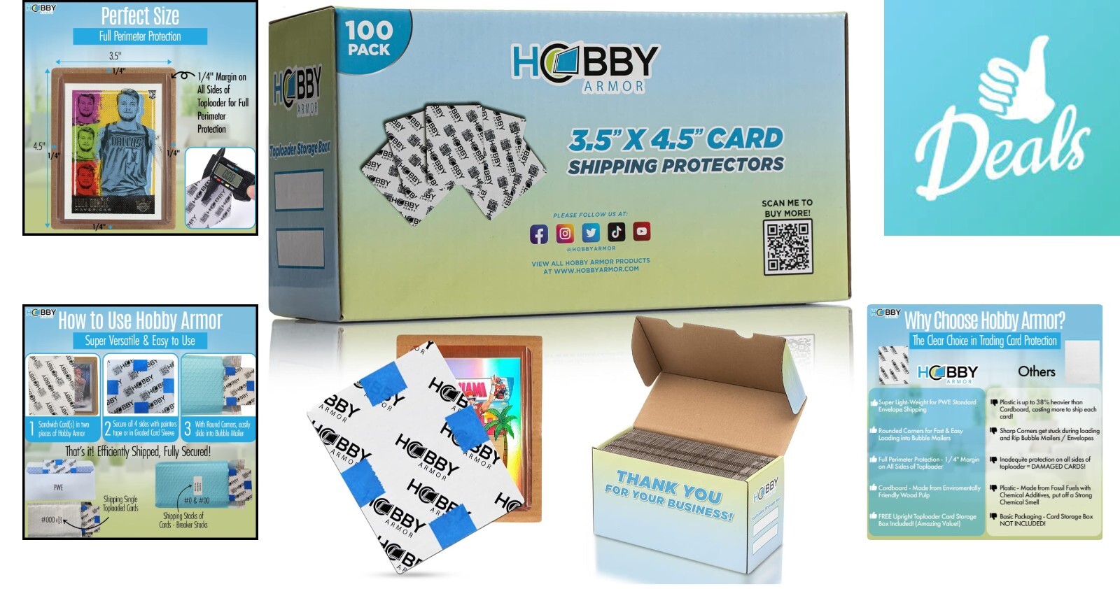Cardboard Card Protectors for Shipping – 100 Pack & Storage Box – 3.5×4.5 Inches